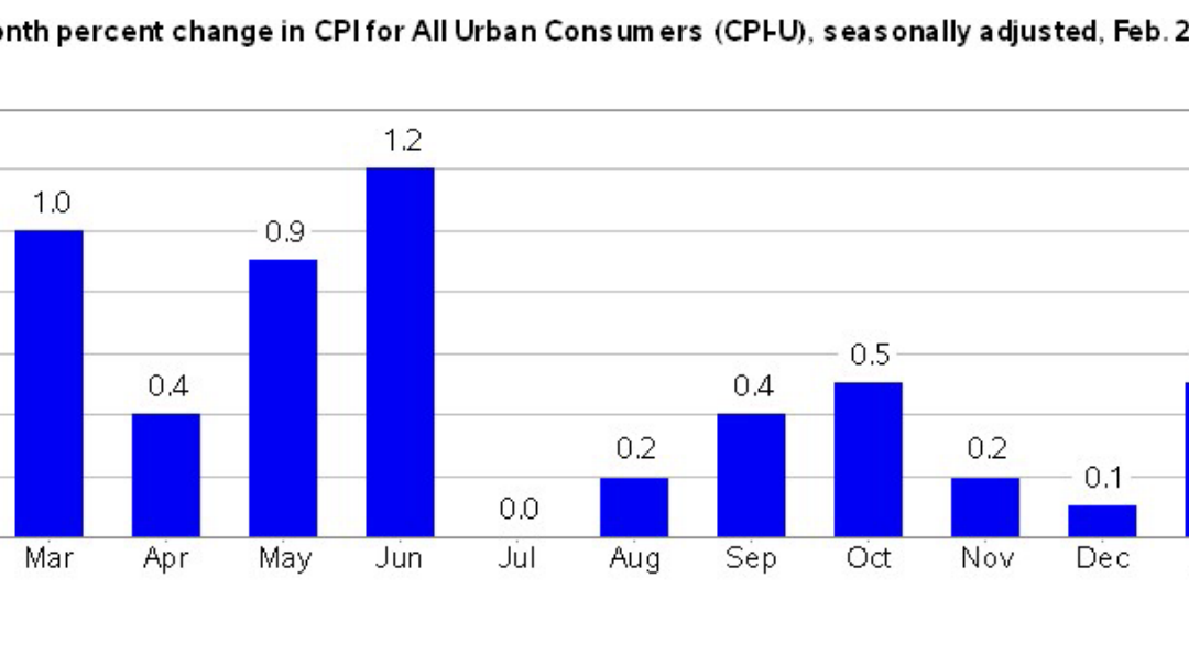 The Consumer Price Index Rose 0.4% Seasonally Adjusted in February and Rose 6.0% Annually