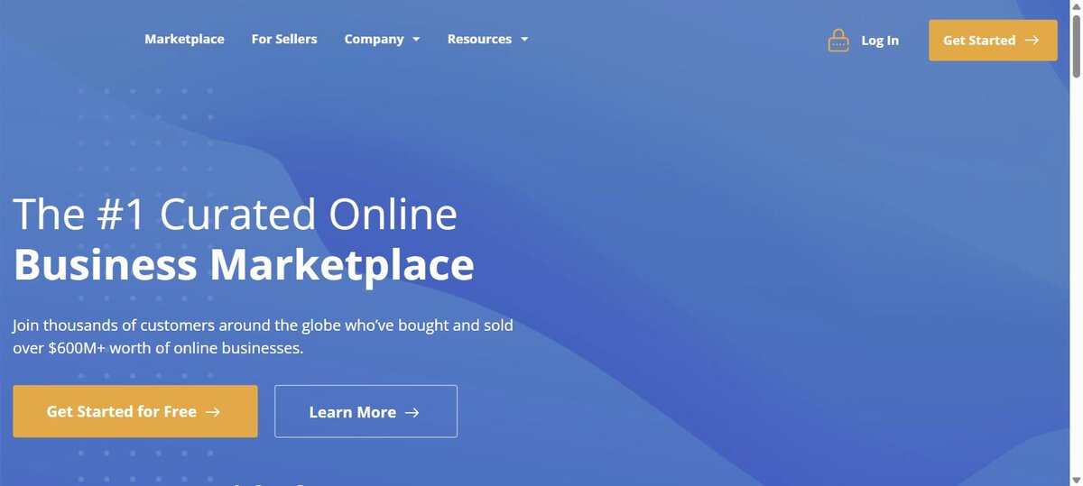 Empire Flippers homepage showing the curated online business marketplace claim