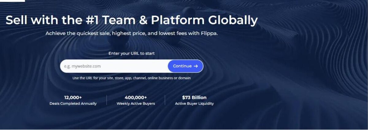 Flippa sell page promising the quickest sale highest price and lowest fees
